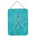 Micasa Teal Ribbon for Ovarian Cancer Awareness Aluminium Metal Wall or Door Hanging Prints, 12 x 6 In. MI55426